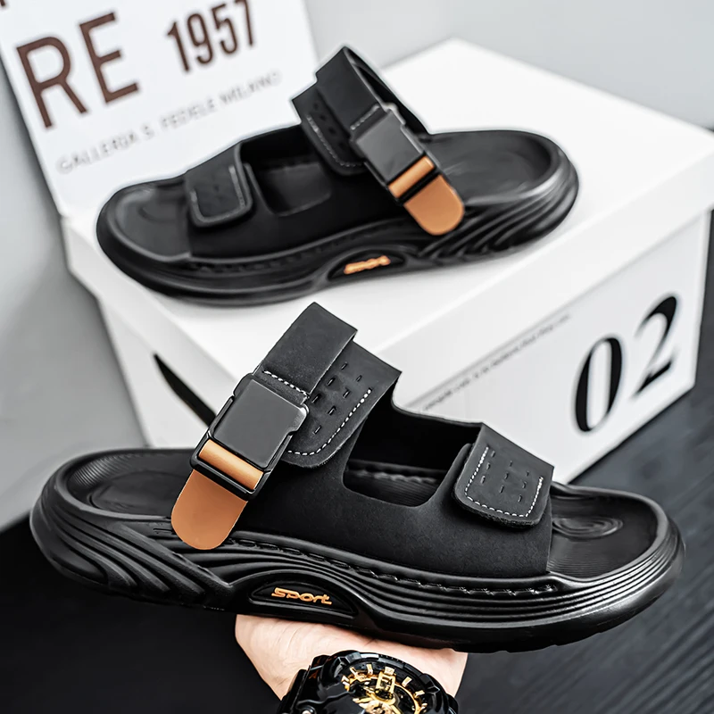 

Роскошные летние мужские сандалии с толстой подошвой для вождения, активного отдыха, повседневные, спортивные, пляжные, дышащие, нескользящие, из материала ЭВА