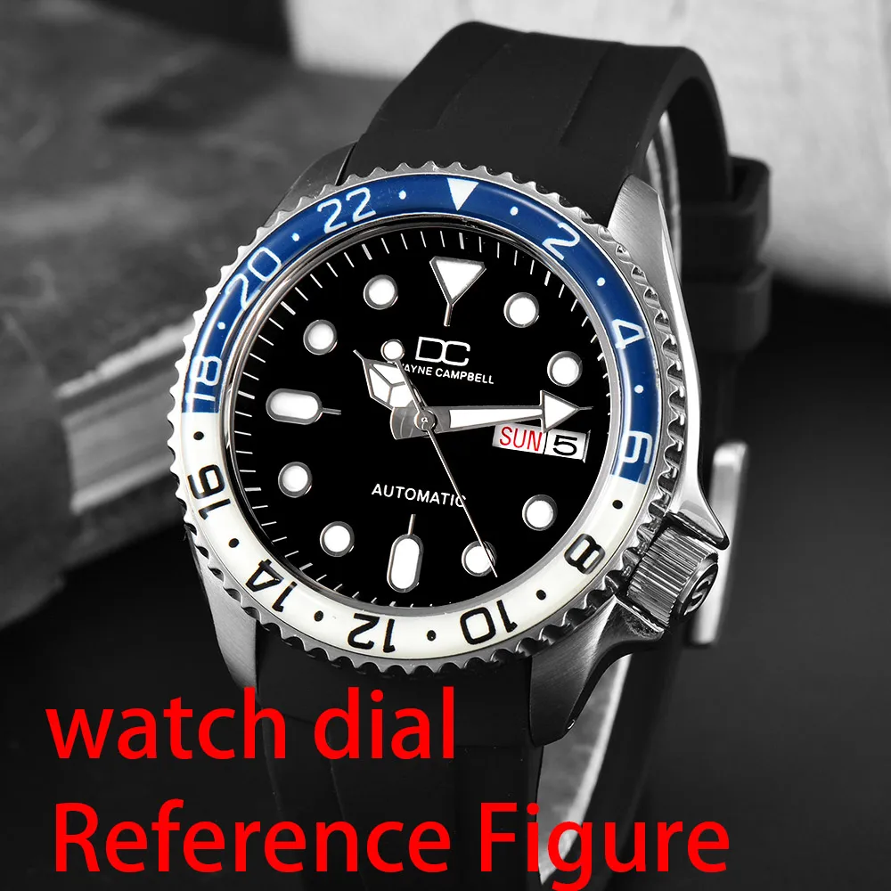 28.5mm Day-Date Watch Dial  Fit NH36 Movement C3 Luminous Green Orange Blue Black Retro Face Watch Parts