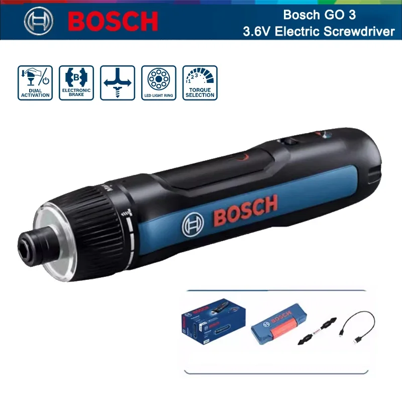 

Электрическая отвертка BOSCH Go 3, профессиональная умная отвертка Bosch GO, перезаряжаемая ручная дрель, многофункциональный электроинструмент