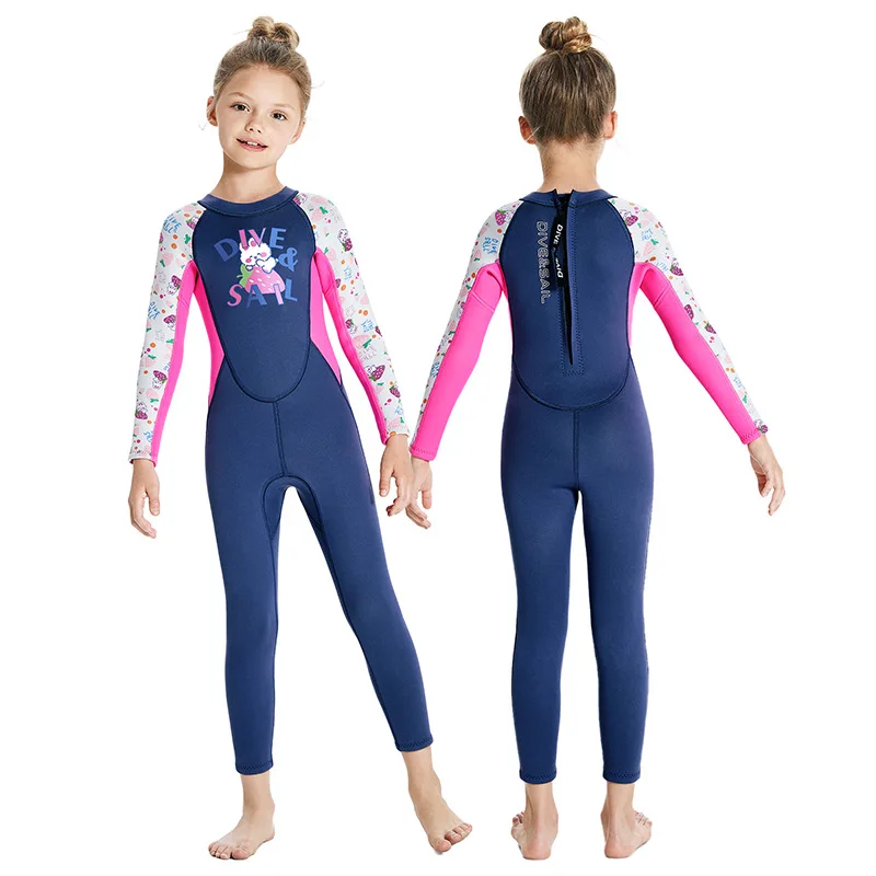 Girls 2.5mm Neoprene Wetsuit Kids Youth Thick Thermal Swimsuits Surfing Full Diving Suit Children Scuba Wet Suits