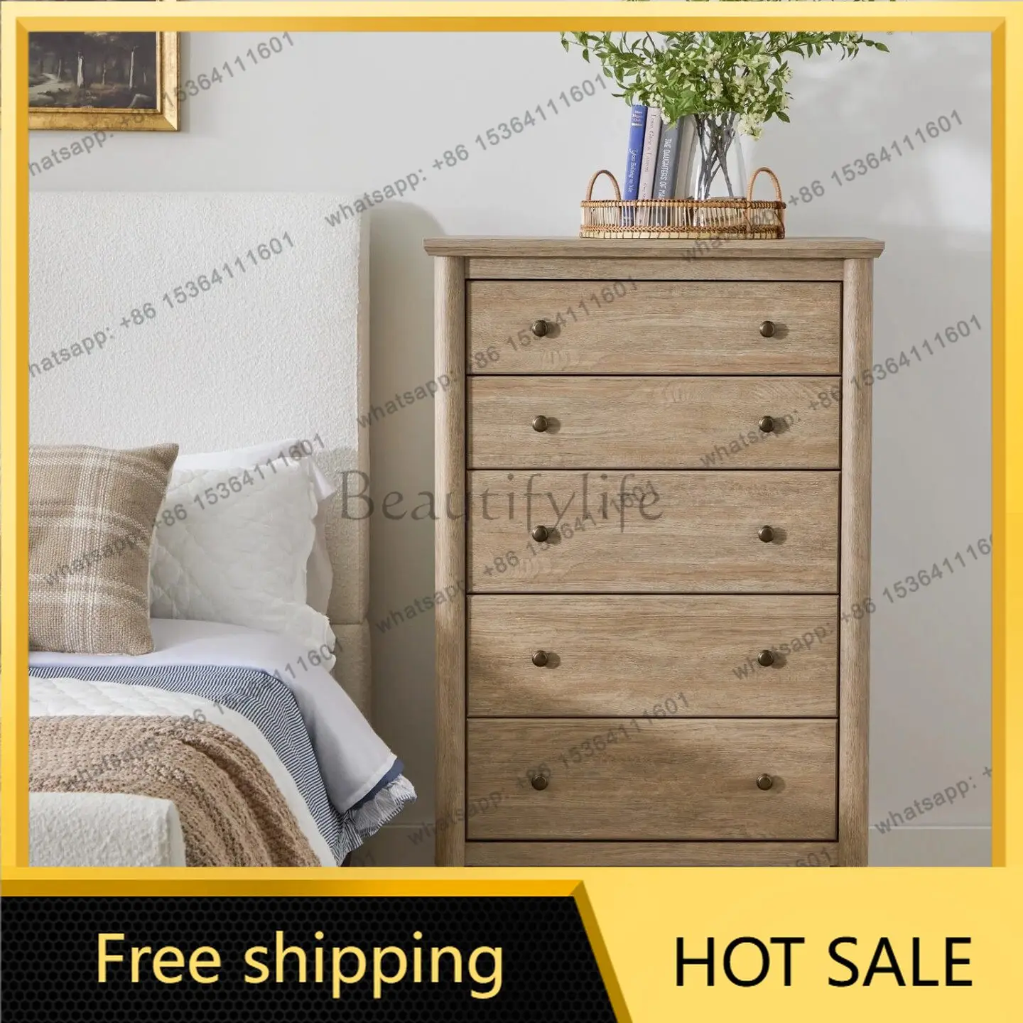 XX. American country solid wood chest French retro bedroom storage locker