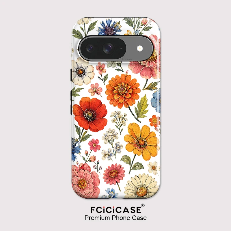 Fcicicase – coque de téléphone en acrylique mat, étui Anti-chute pour Google Pixel 10 9 Pro 9 10 Pro XL 10A 7A 8A, motif fleur magnifique, résistant aux chocs