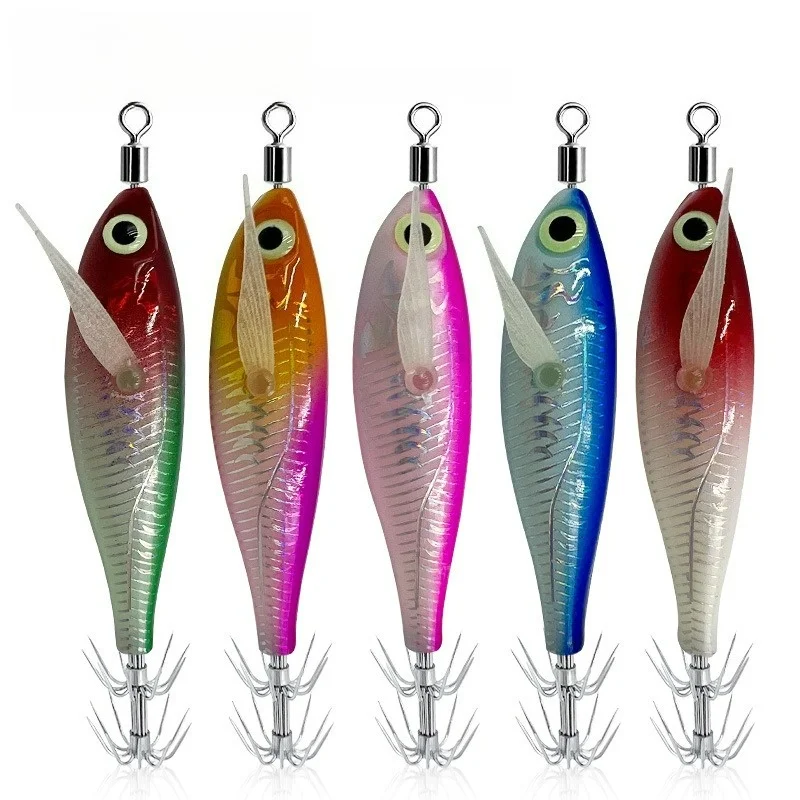 

Glow-in-the-Dark Laser Horizontal Shrimp - Hard Bait Squid Jig with Hooks for Saltwater Octopus Squid Fishing