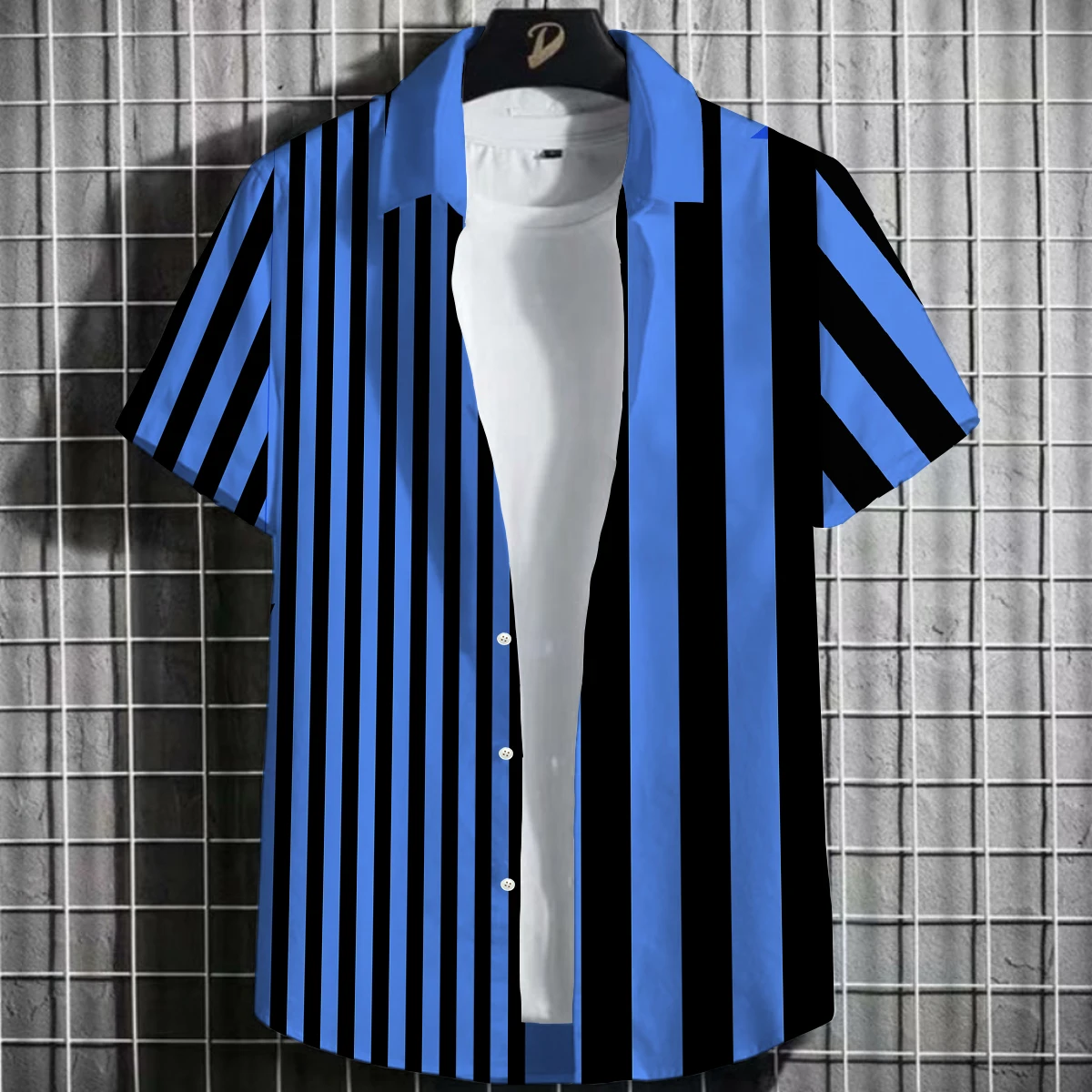 Mens Hawaiin Shirts,Men's Striped Button Down Shirts Short Sleeve Summer Hawaiian Beach Shirts Bowling Camp Shirts