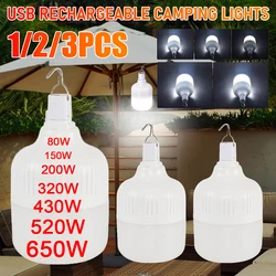 650W Portable Lantern Bulb Camping Light USB Rechargeable LED Bulb 5 Lighting Modes High Power Tent Light Outdoor Emergency Bulb