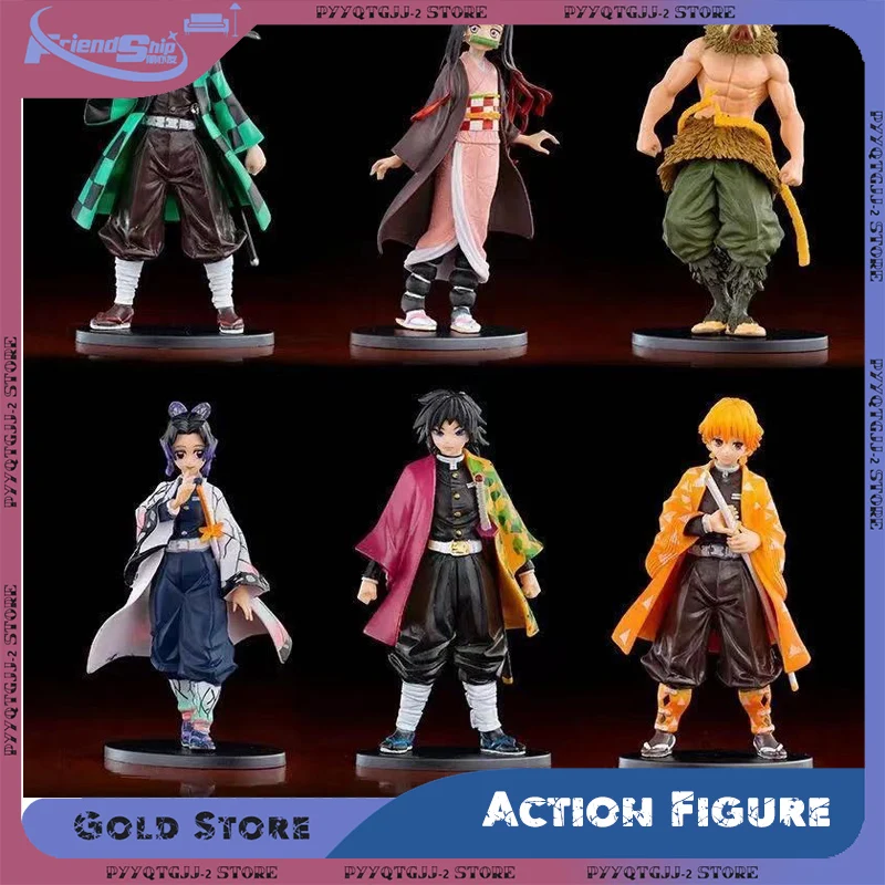 أنيمي شيطان القاتل كيميتسو نو يابا أرقام كامادو تانجيرو عمل الشكل Agatsuma Zenitsu Nezuko المحارب البلاستيكية ألعاب الدمى