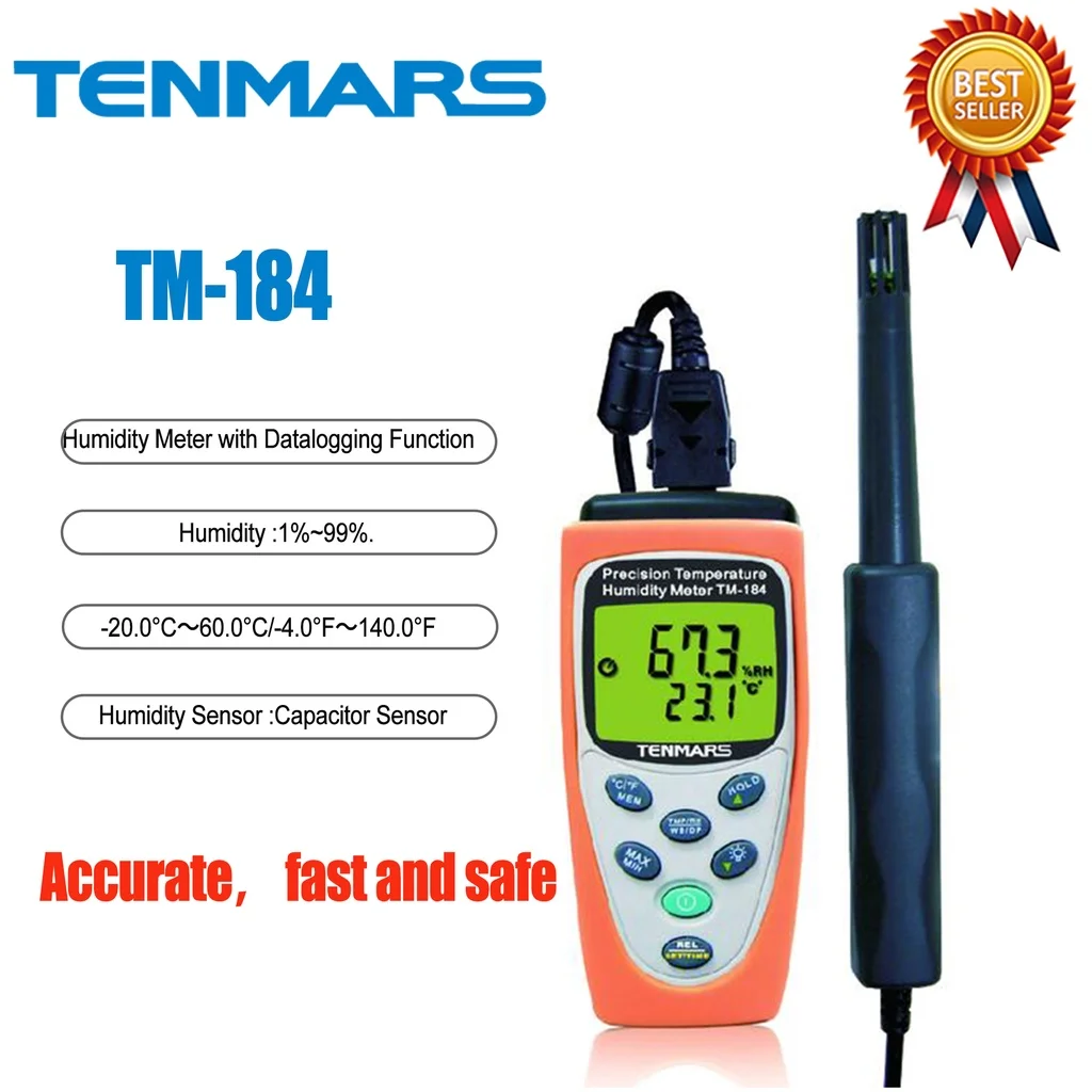 TENMARS TM-184 Precision Temperature / Humidity Meter Use For Humidity, Temperature, Wet bulb and Dew point.