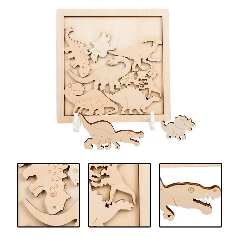 Puzzle d'Animaux en Bois Montessori avec Stylo de Peinture, Jouet d'ApprentiCumbria pour Enfant en Bas Âge