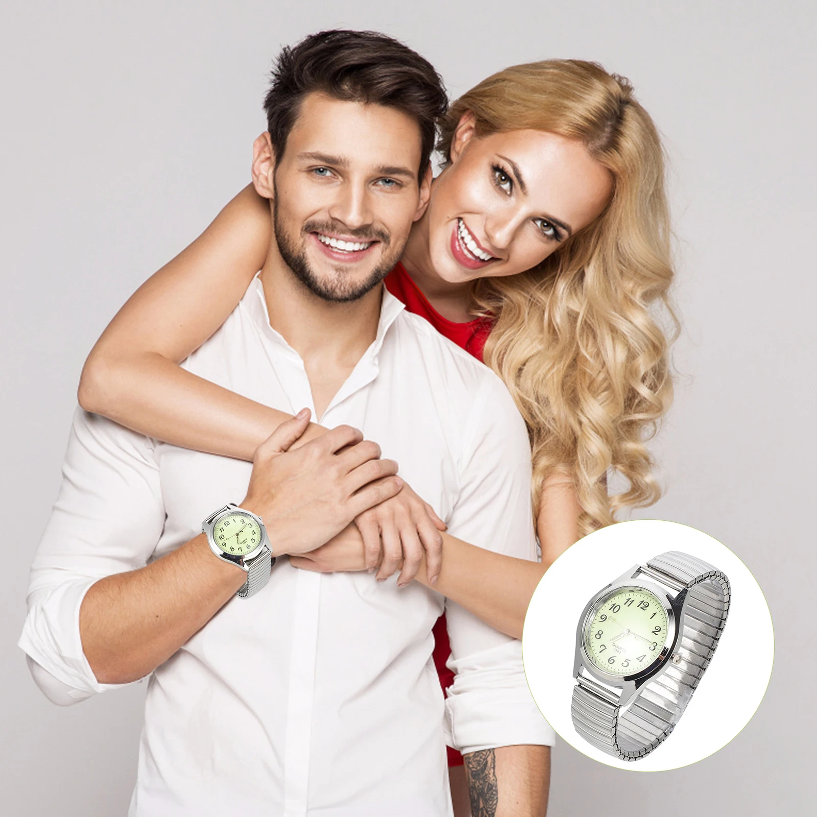 

Glow Luminous Digital Night Light Elastic Band Classic Color Quartz Watches for Men Women Students Accurate Time