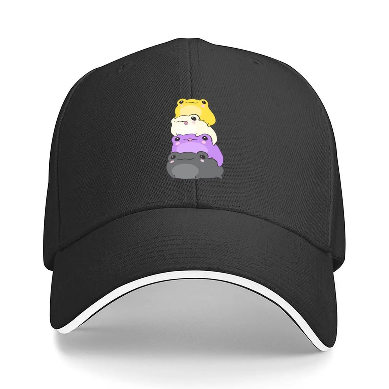 

Nonbinary Pride Frog - Cute Kawaii Aesthetic Frog - Subtle Non-Binary Enby NB Pride Flag Colors Frog Pile Baseball Cap