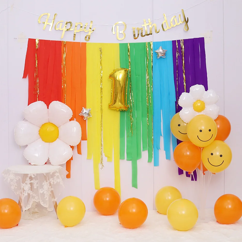 インスタグラムインフルエンサー誕生日バルーンセット子供の最初の1年ベビーシャワーパーティー背景壁飾りリボンタッセルセット