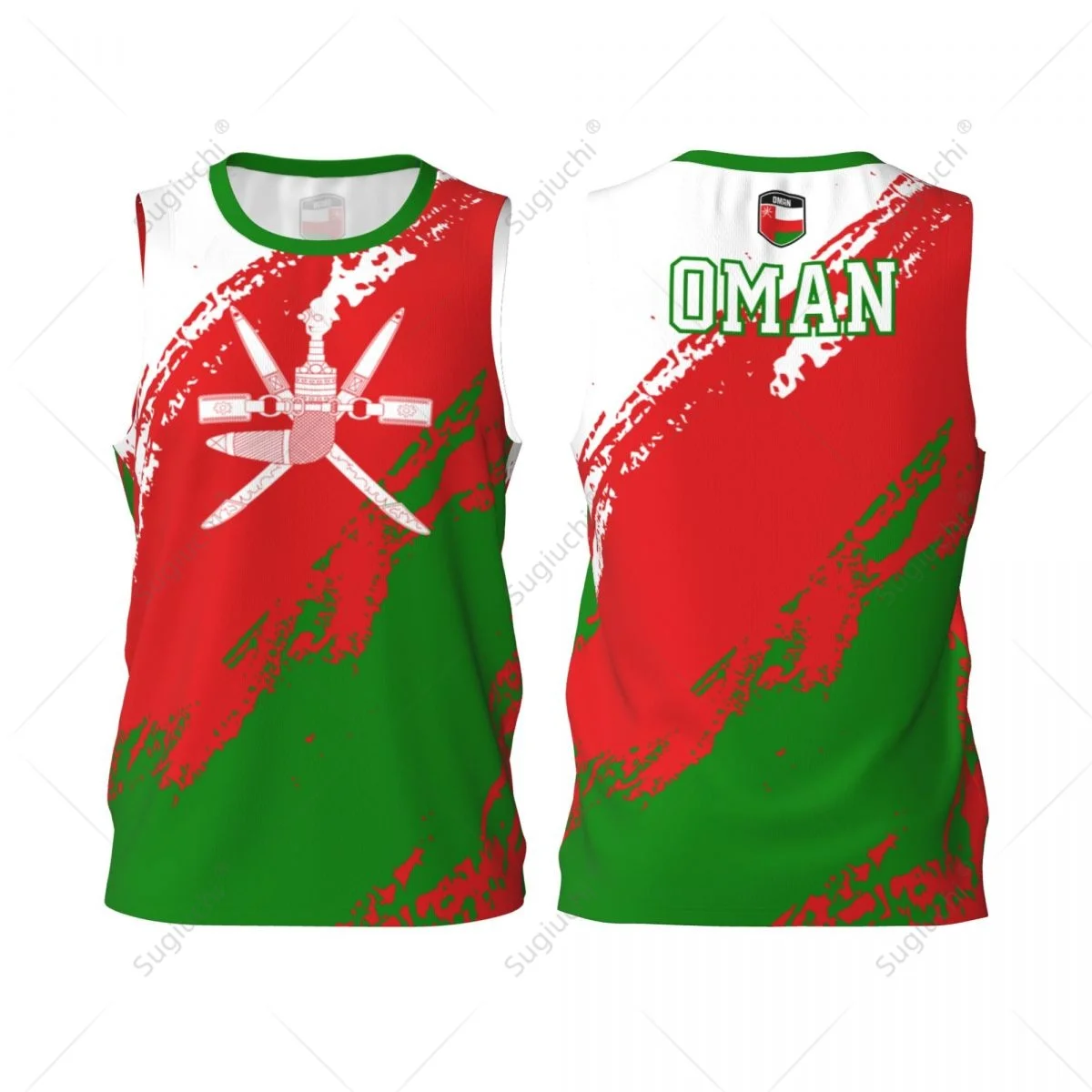 Herren-Basketball-Sporttrikot mit Oman-Flagge, Lauf- und Fitness-Multifunktions-Trikot, ärmelloses Shirt, individueller Name und Nummer, exklusiv