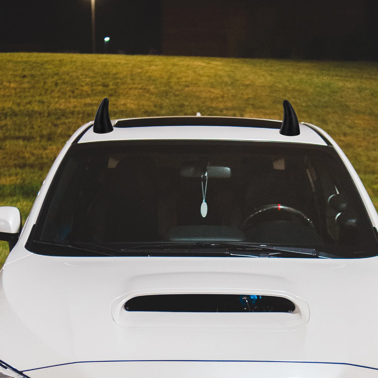 

1 Pair 3D Devil Horns Sticker Black Pu Durable Halloween Car Roof Decoration Auto Truck Motorcycle Windshield Decals