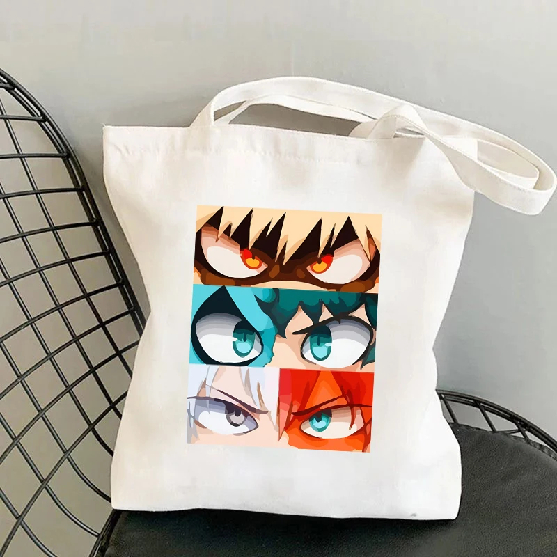 Anime Deku Bakugou Katsuki Todoroki Shoto Fashion Tote Bags Casual Handbags Women Girl Ladies Purses Canvas Shopping Bags