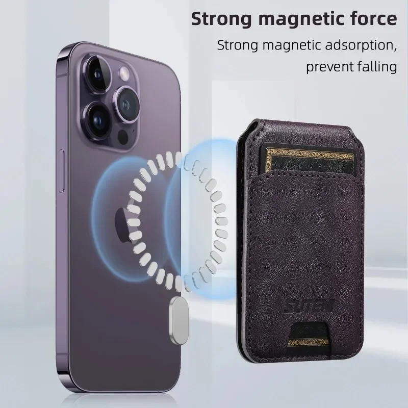 Higth Quality Business Sle Leather for Magsafe Magnetic Card Holder for IPhone 17 16 14 13 15 Pro Max Bank ID Card Wallet Case view 4