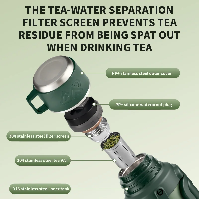 ترمس مكنسة من الفولاذ المقاوم للصدأ كبير جدًا سعة 2.5 لتر، دورق معزول بجدار مزدوج للمشروبات الساخنة والباردة، جوهر السفر والتخييم #5