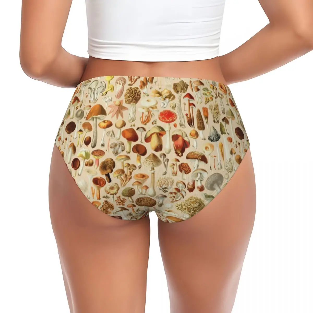 Custom Psychedelic Trippy Mushroom Briefs Underwear Womens Stretch Comfortable Shorts Panties Mysterious Boho Brief Panties