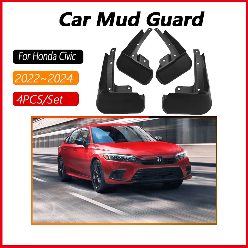 Car Wheel Fenders For Honda Civic 11th Gen MK11 2022 2023 2024 Anti-splash Flare Mudguard Splash Guard Mudflaps Auto Accessories