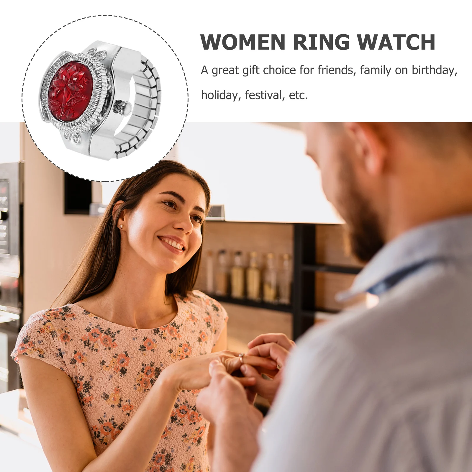

1pc Finger Alloy Digital Clock Punk Jewelry Women Men Ring Watch Jewelry Watch Lightweight Durable Timepiece