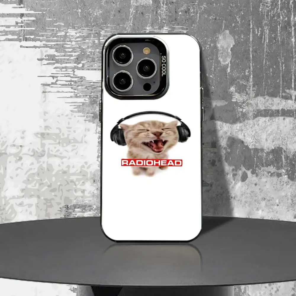 

R-Radiohead Phone Case For iPhone 16,15,14,13,12,11,Pro,XS,Max,Plus,Mini,SE4,E Black Matte Shockproof Cover
