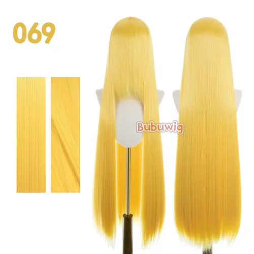 Bubuwig Synthetic Hair 100cm Long Straight Pure Color Cosplay Wigs Over 100 Colors Black White Red Blue Brown Wig Heat Resistant - Image 51