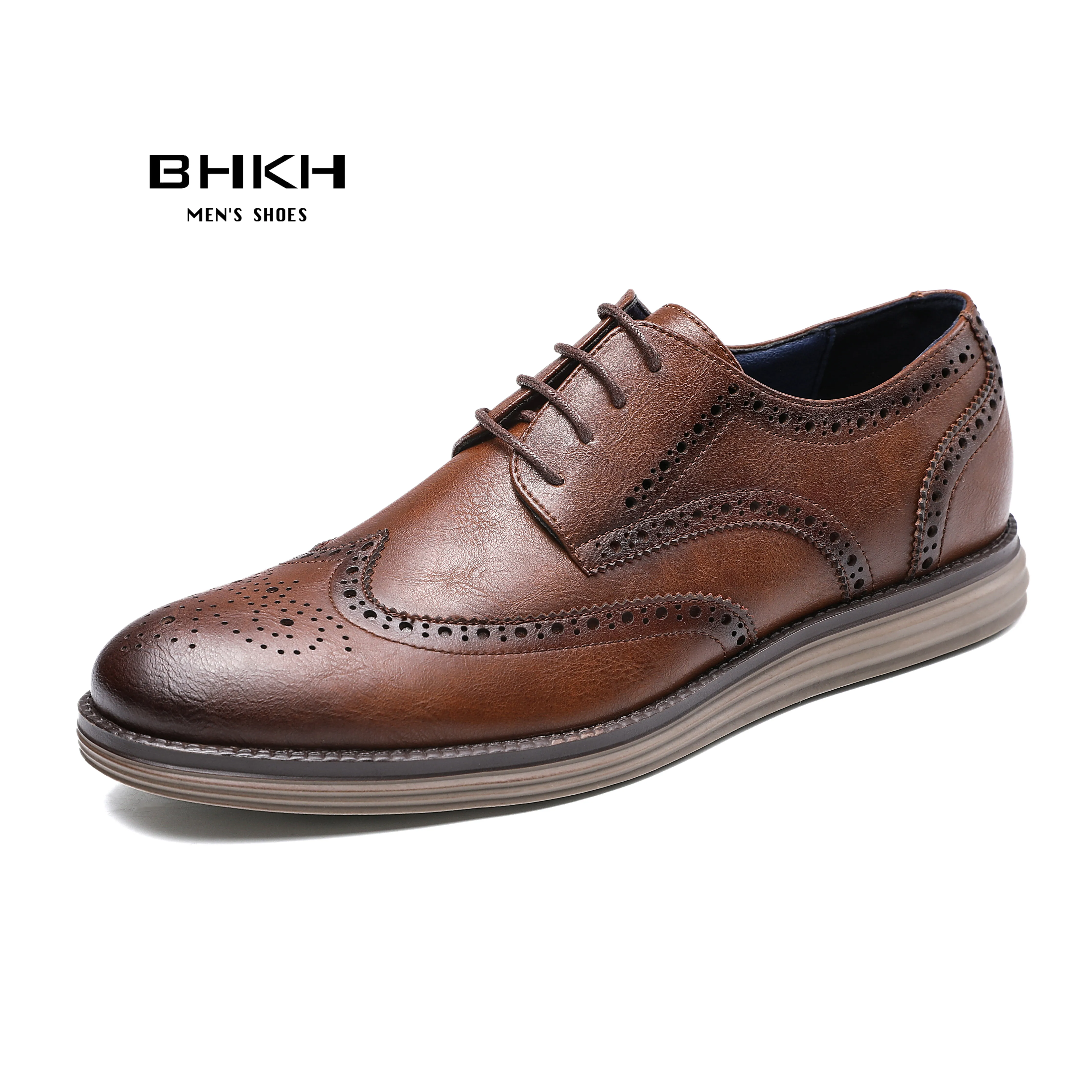 BHKH 2024 Autumn Man Dress Shoes Genuine Leather Lace-up Men Casual Shoes  Smart Business Office work Footwear Men Shoes