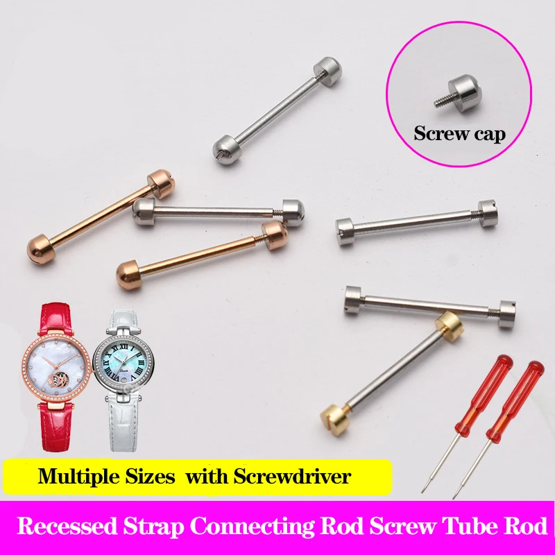 Watch Screw Tube Rod Spring Bar Gold Connecting Screw-In Watch Lug Stem Link Kit for Leather Watchband Strap 16mm 18mm 20mm 22mm