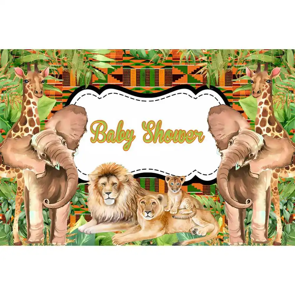 Jungle Safari Tropical Forest Wildlife Baby Shower Birthday Party Banner Custom Background Photography Studio Supplies