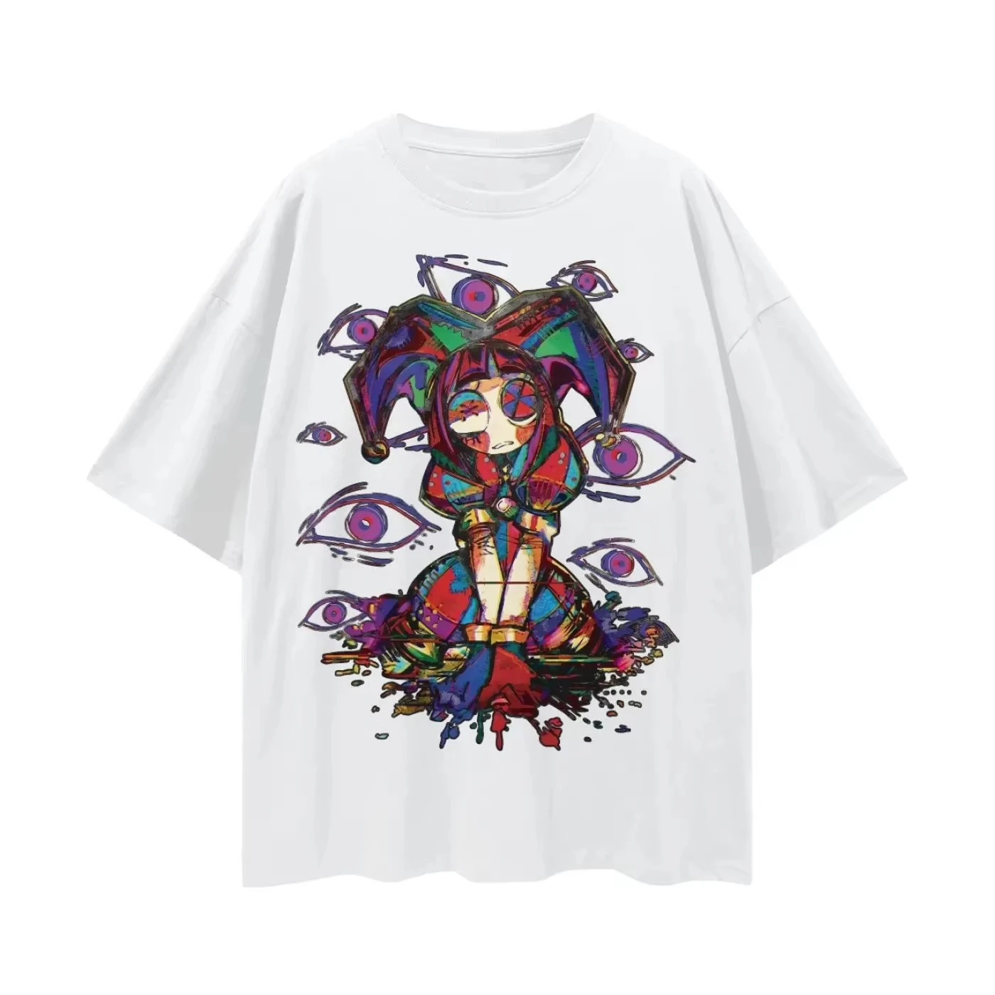 2026 Pomni TADC Abstraction Loose Drop Shoulder T-Shirt Children's and Parent's Clothing for Both Boys and Girls Ins Y2k