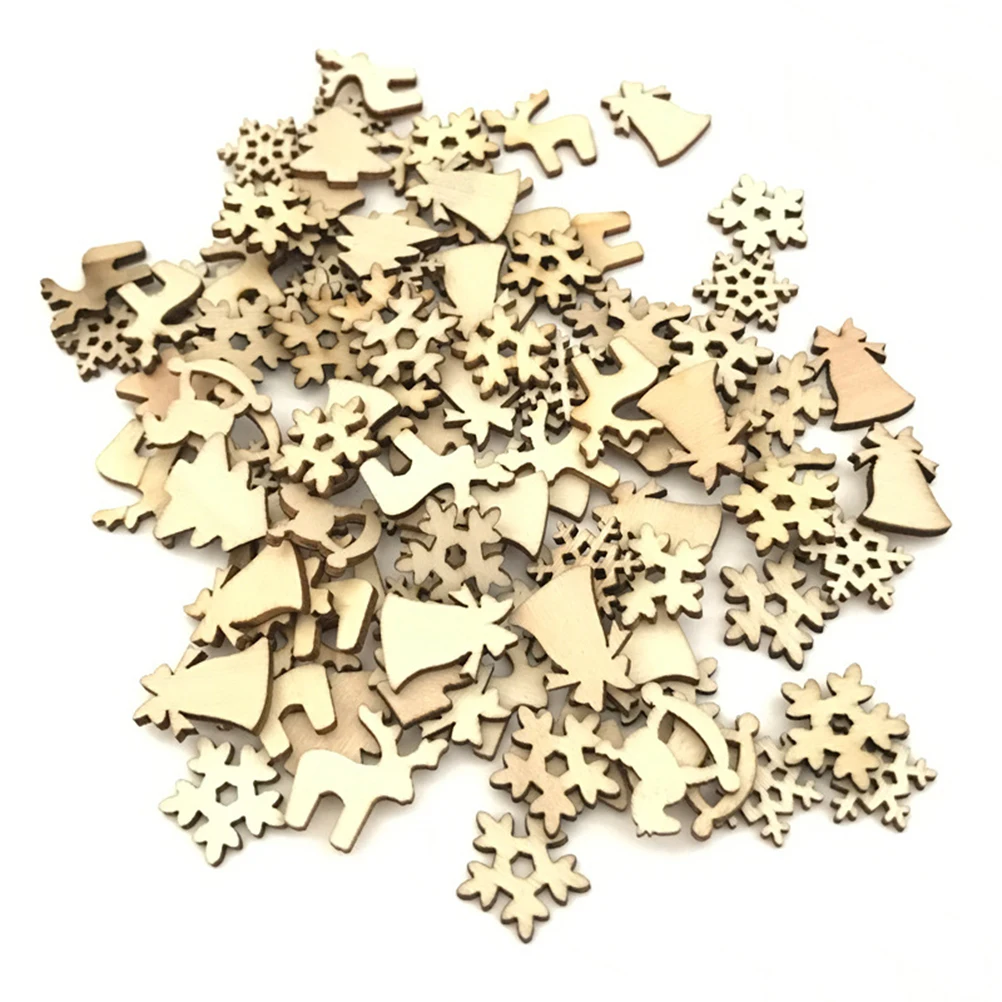 

100 Pcs Pendant Christmas Wood Chip Accessories Ornament Decorations Wooden Tree