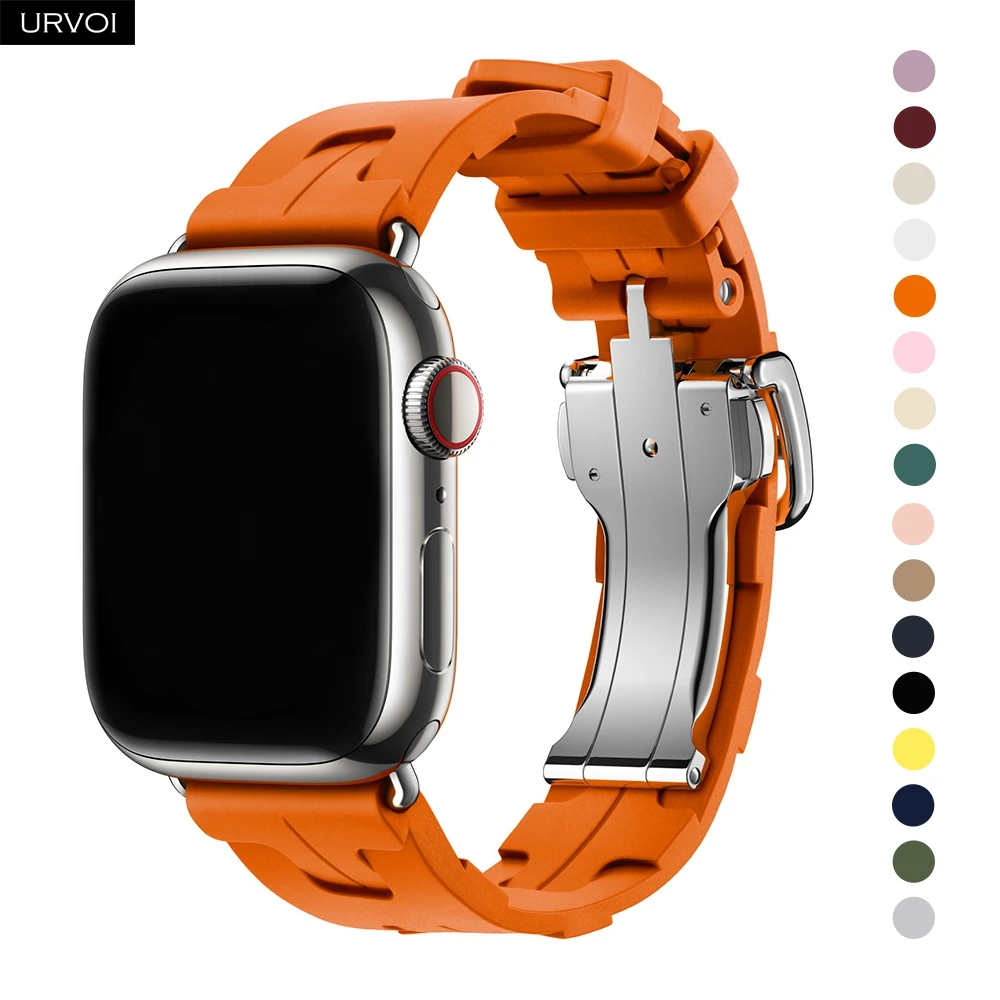 URVOI Kilim Single Tour for Apple Watch Series 10 9 8 7 6 SE54 motif strap molded rubber band for iWatch click deployment buckle