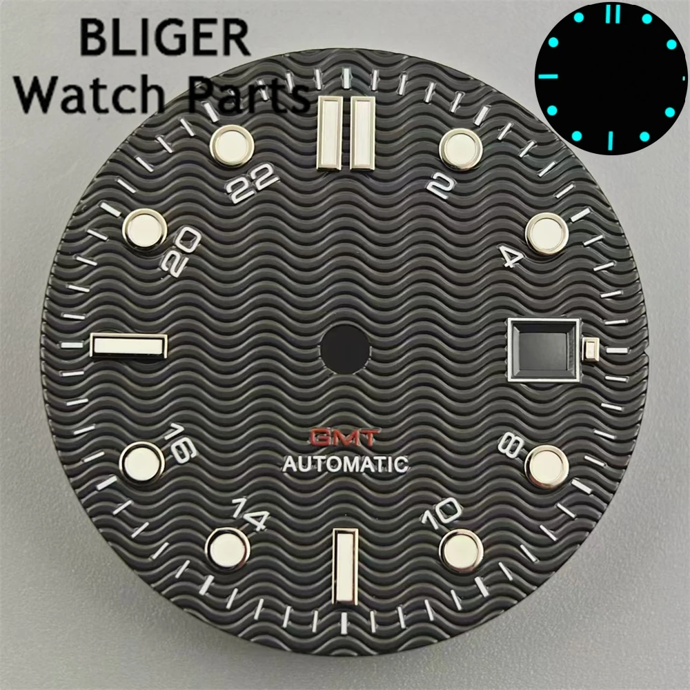 BLIGER 31mm bianco blu nero quadrante dell'orologio verde/blu verde luminoso Fit NH34 Mingzhu DG3804 movimento