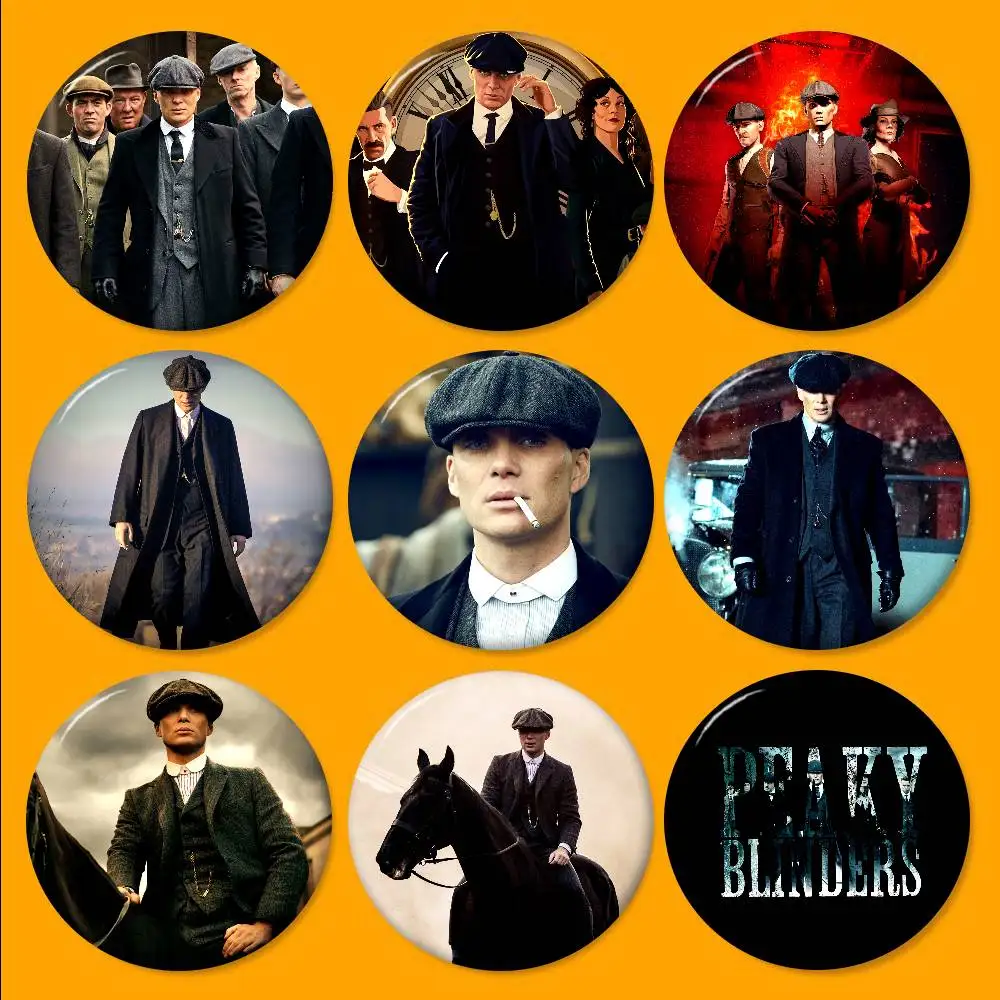 P-Peaky B-Blinders Cartoon Brooches Anime Badge Round Handmade Brooch Lapel Pins Jewelry for Backpack Clothes Gifts
