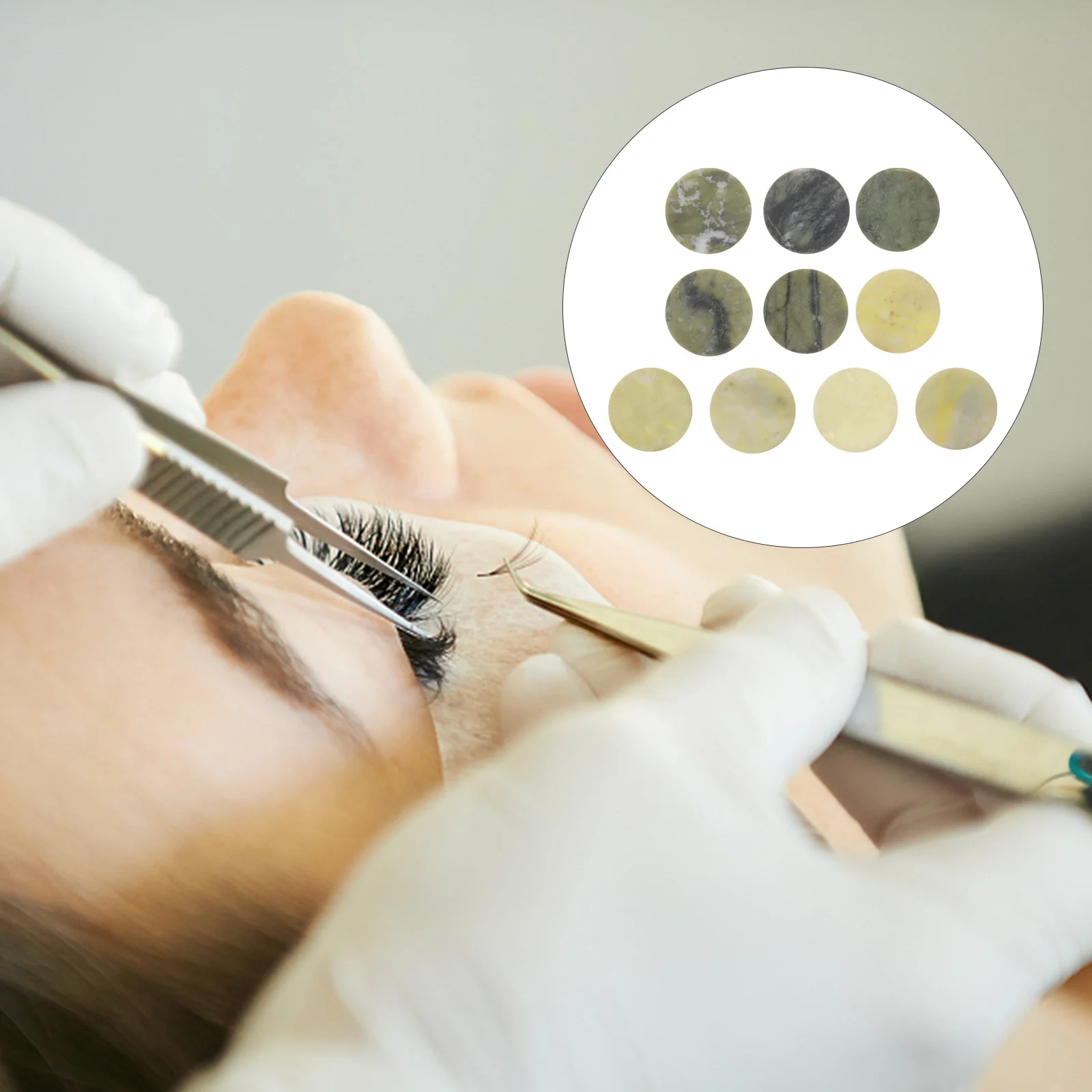 10 Stuks Jade Steen Wimper Extension Pad Herbruikbare Pallet Wimper Lijm Houder Glad Oppervlak Lash Extension Gereedschap Accessoires
