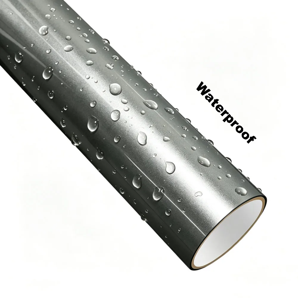 Metal Paint Titanium Grey Car Vinyl Wrap Air Free Waterproof Anti Scratch Sticker Auto Motorcycle Exterior Modification Decal