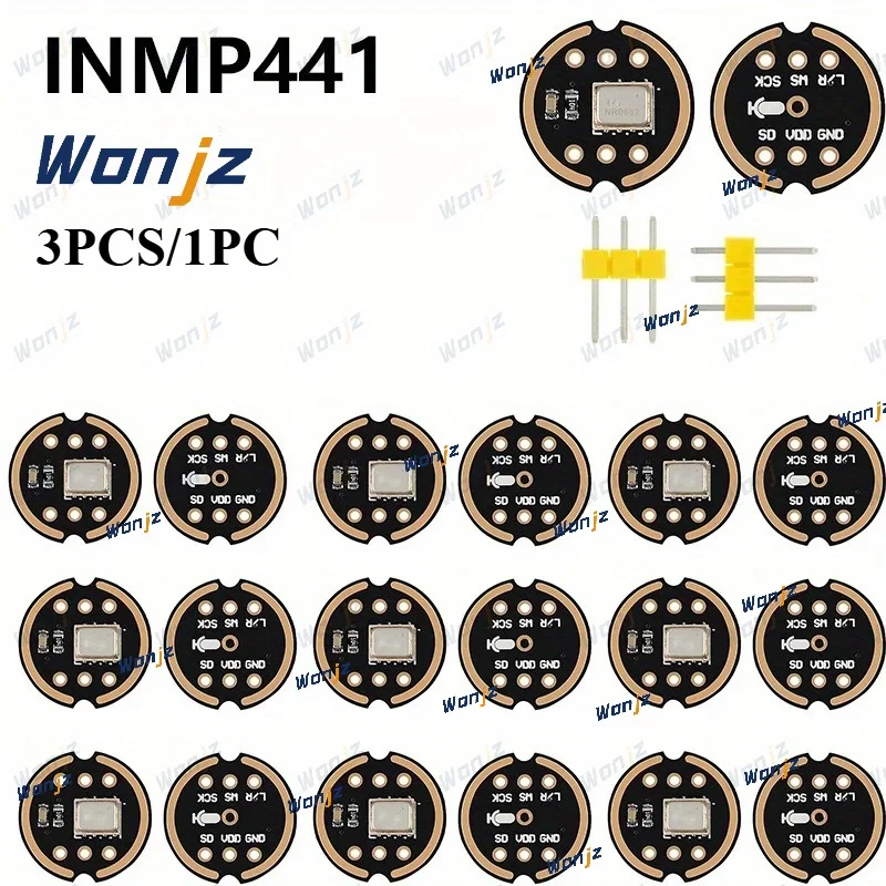 3pcs / 1pc INMP441 Omnidirectional Microphone Module, SPI Interface, Compatible with Arduino, ESP32, Raspberry Pi, STM32