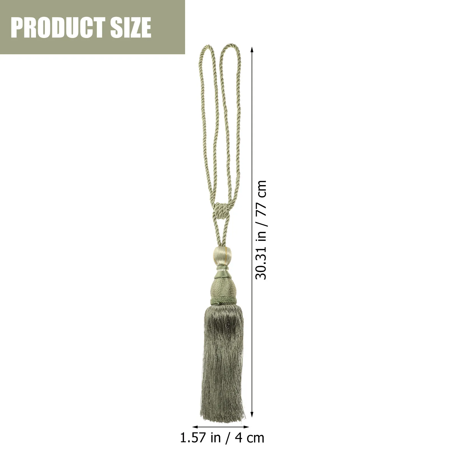 2Pcs Curtain Tassel Strap Elegant Satin Ribbon Tieback for Medium Thick Curtains Decorative Single Balls Curtain Buckle Army