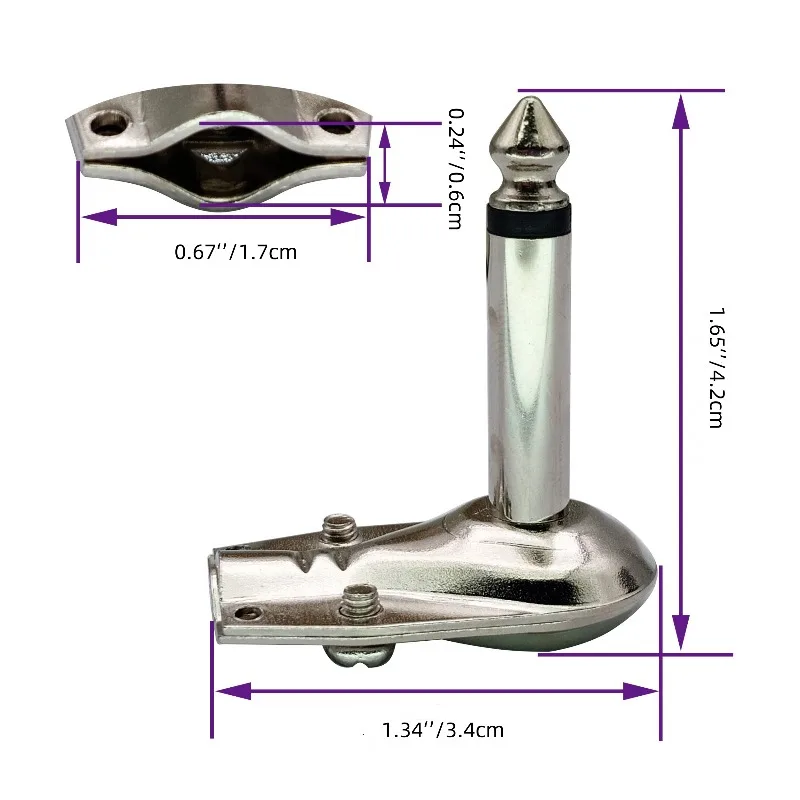 5PCS 90 Degree 6.35MM Adapter Plated Right Angle 1/4 Inch TS Mono Male Flat Pancake Style Plugs Connectors for Speaker Guitar
