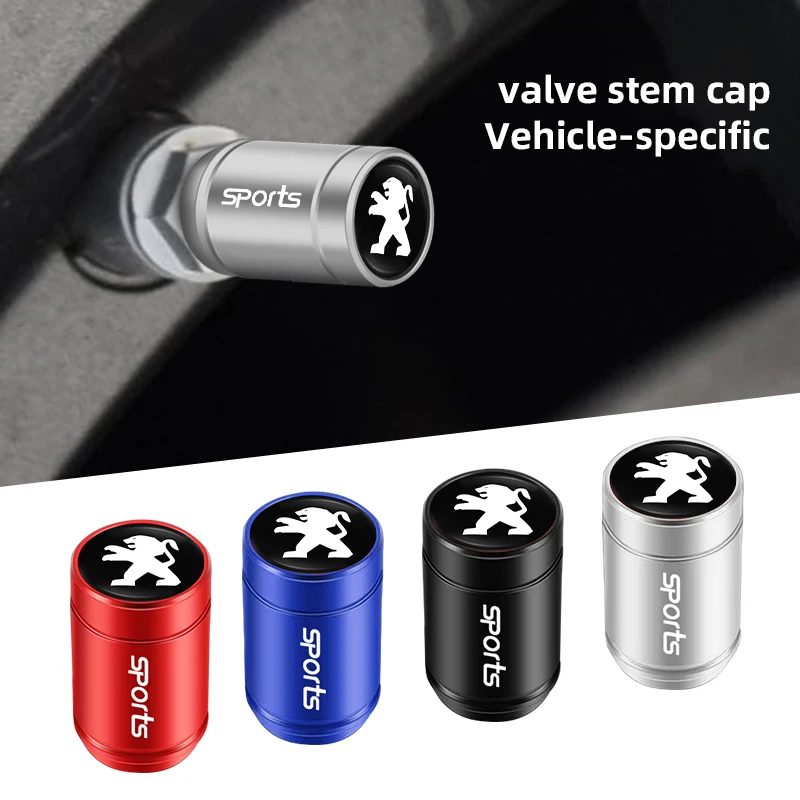 4Pcs Car Emblem Tire Valves Caps Covers Auto Accessories For Peugeot 206 307 308 207 3008 208 407 508 2008 5008 301 406 408 607