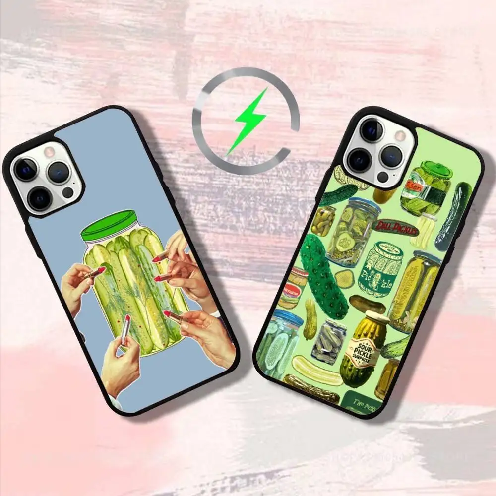 

Pickled Cucumber Art Phone Case For iPhone 17,16,15,14,13,12,11,Pro,Max,Plus,Mini,SE4,E Magnetic Magsafe Wireless Charging