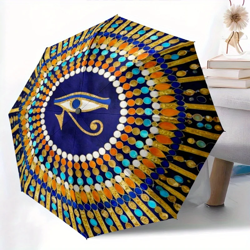 

1pc Vintage Egyptian The Eye of Honus Umbrella - Home Essential Umbrella Portable Folding Umbrella Durable Iron Frame, 8 Ribs