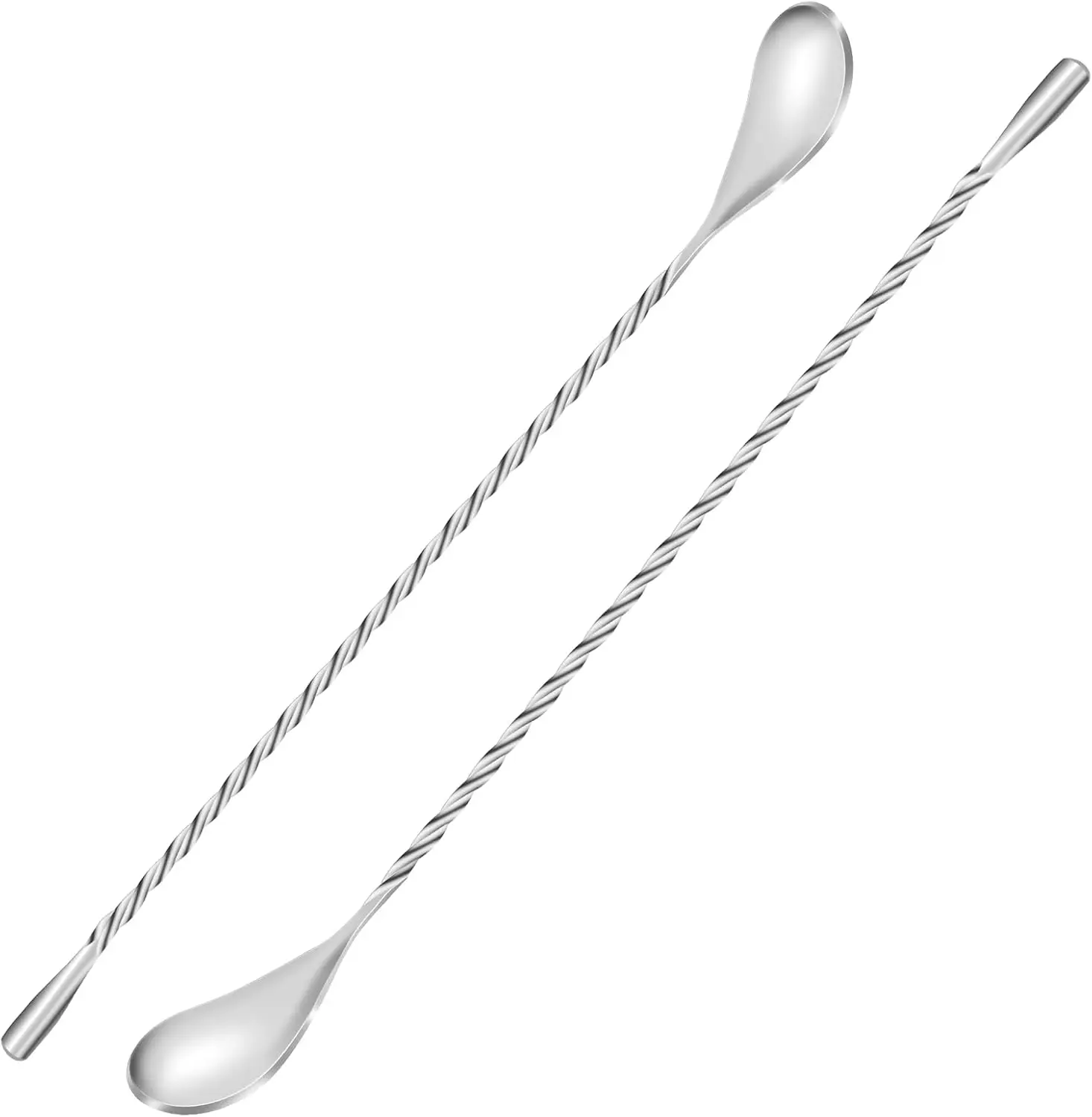 

2-Pack 12-Inch Stainless Steel Bar Mixing Spoons with Spiral Pattern for Cocktails and Drinks