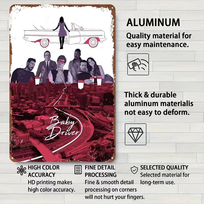 ملصق معدني لفيلم سائق الطفل ديكور الغرفة في عناصر ديكور المنزل علامات قصدير معدنية قابلة للتخصيص لتزيين جدران الفن كهف رجل