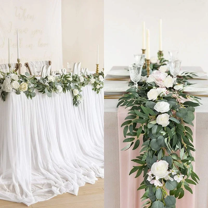 2m Artificial Eucalyptus Vines Fake Flowers Garland Peony Plants Wreath Garland Eucalyptus for Wedding Banquet Garden Home Decor