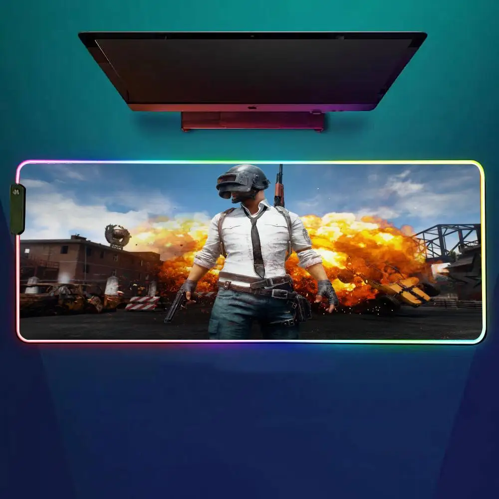 Playerunknowns-s Battlegrounds-s Mouse Pad RGB Gaming Mouse Pad Desk Mat HD Gamer Large LED Light XXL MousePads