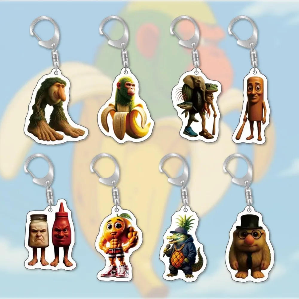 

Diy Custom Italian Brainrot Animals Shimpanzinni Bananini Acrylic Keychain Cartoons Funny Backpack Pendant Jewelry Holiday Gifts