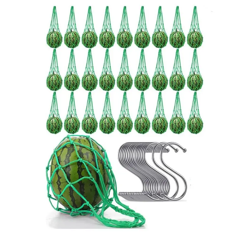 Hammock Net Watermelon Heavy Duty 30-Pack Melon Cradles With S Hanging Hooks To Prevent Falling For Growing