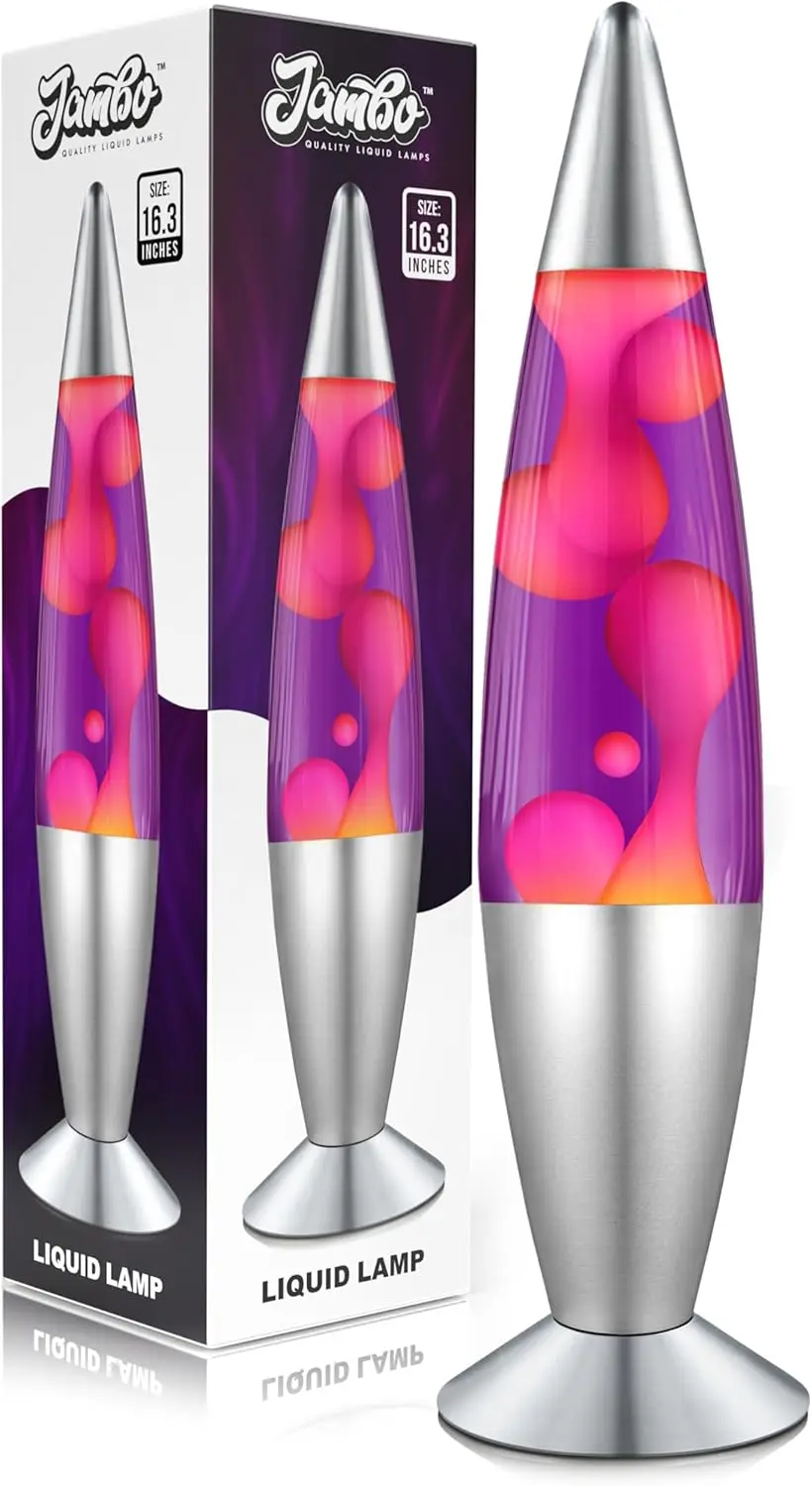 

16-дюймовая фиолетово-розовая восковая лампа с жидким движением, расслабляющий ночник для домашнего офиса, декора спальни, взрослых, подростков, детей