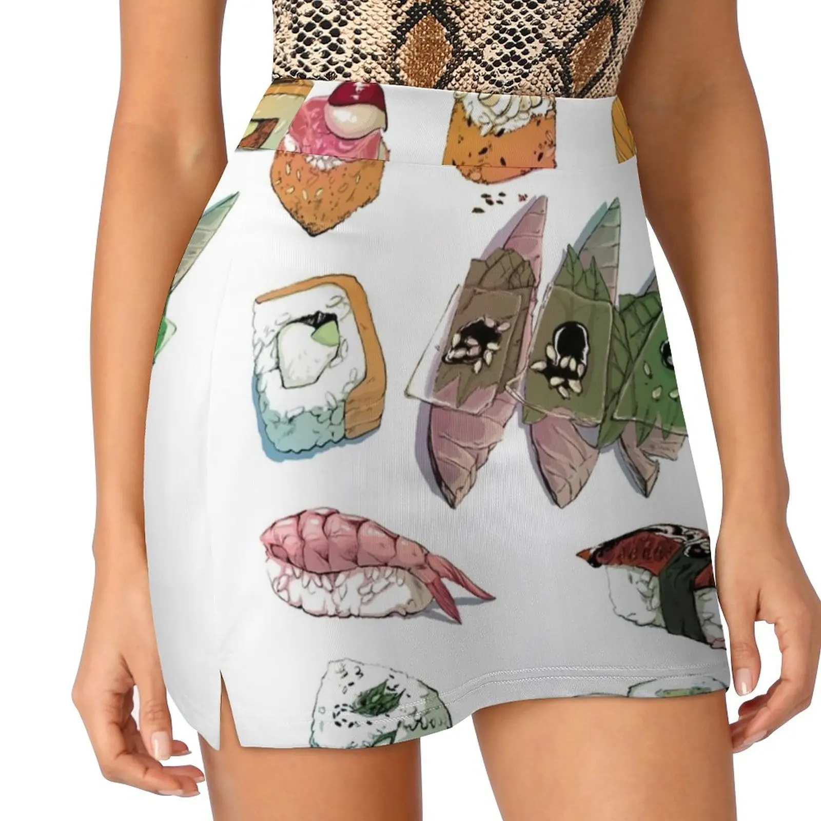 Sushi Set Skirts Woman Fashion 2022 Pant Skirt Mini Skirts Office Short Skirt Sushi Japan Japanese Masago Sashimi Onygiri Food