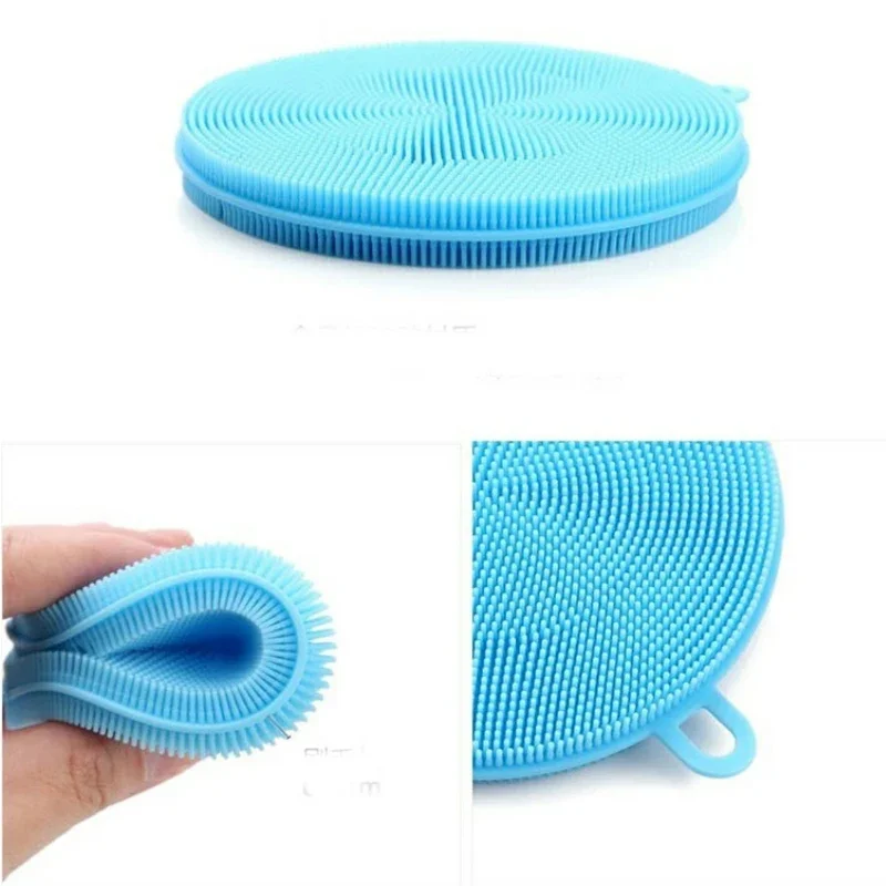 Silicone Cleaning Brush Soft Silicone Scouring Pad Washing Sponge Dish Bowl Pot Cleaner Washing Scrubber Tool Kitchen Accessory